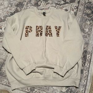 Tan sweatshirt with pray in cheetah